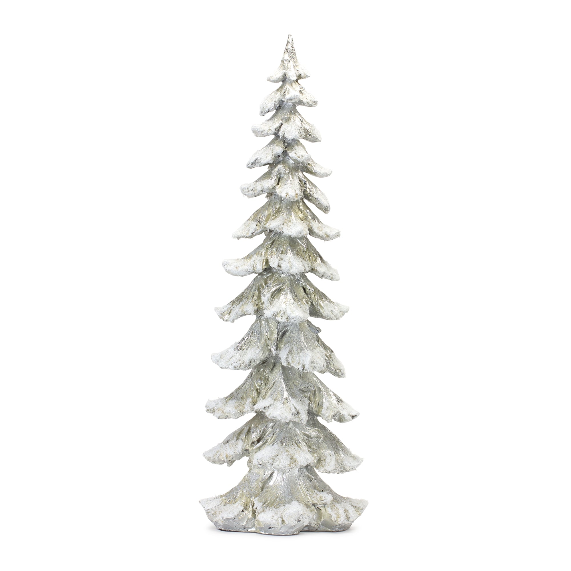 Flocked Snowy Silver Holiday Tree Décor 26"H