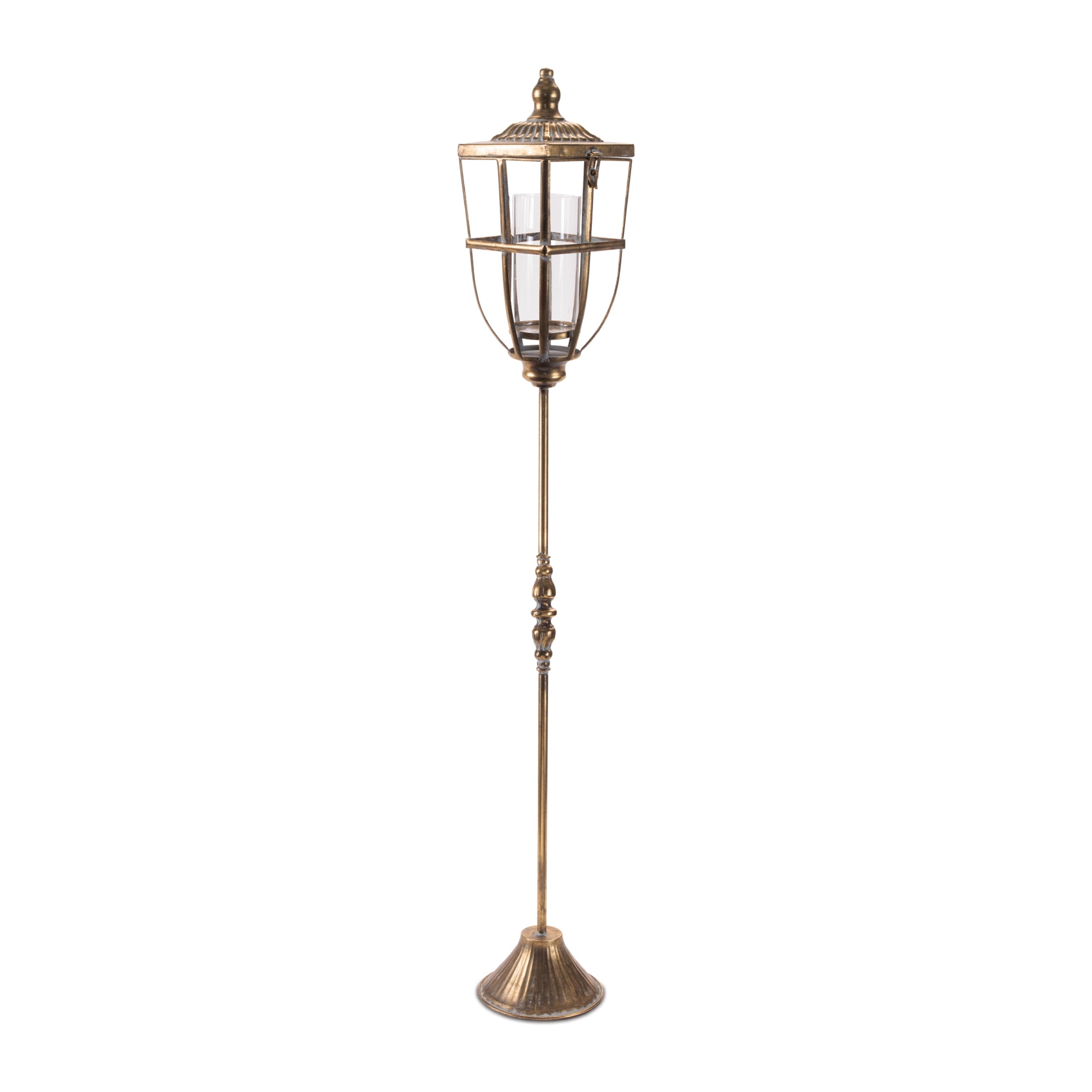 Lantern on Stand 48”H Metal/Glass