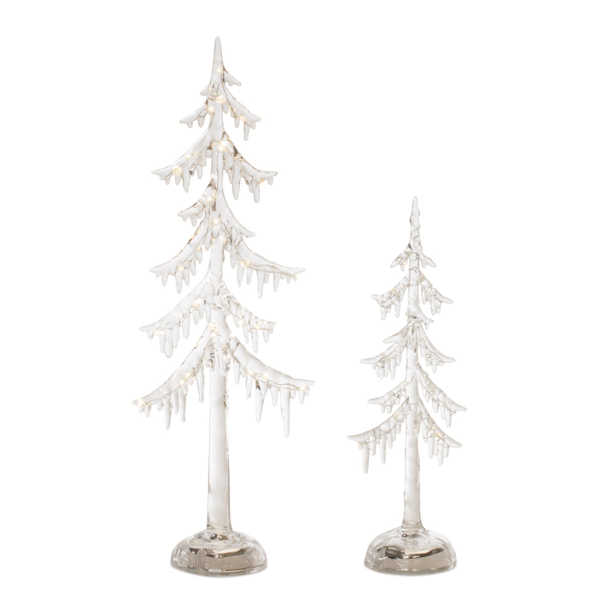 LED Tree (Set of 2) 12"H, 18"H Acrylic 3 AAA Batteries, Not Included