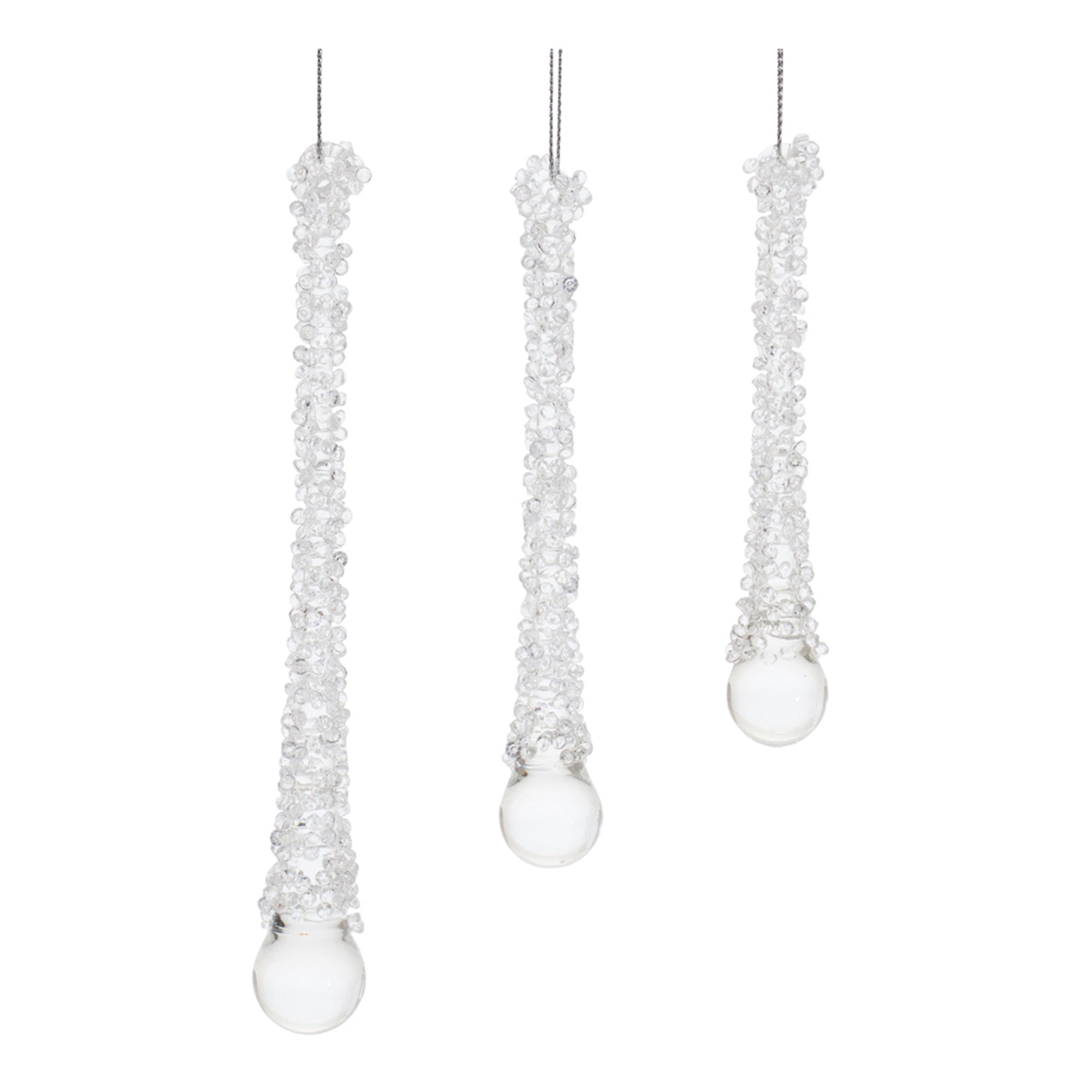 Icicle Drop (Set of 3) 4.25"H, 5"H, 6.25"H Glass