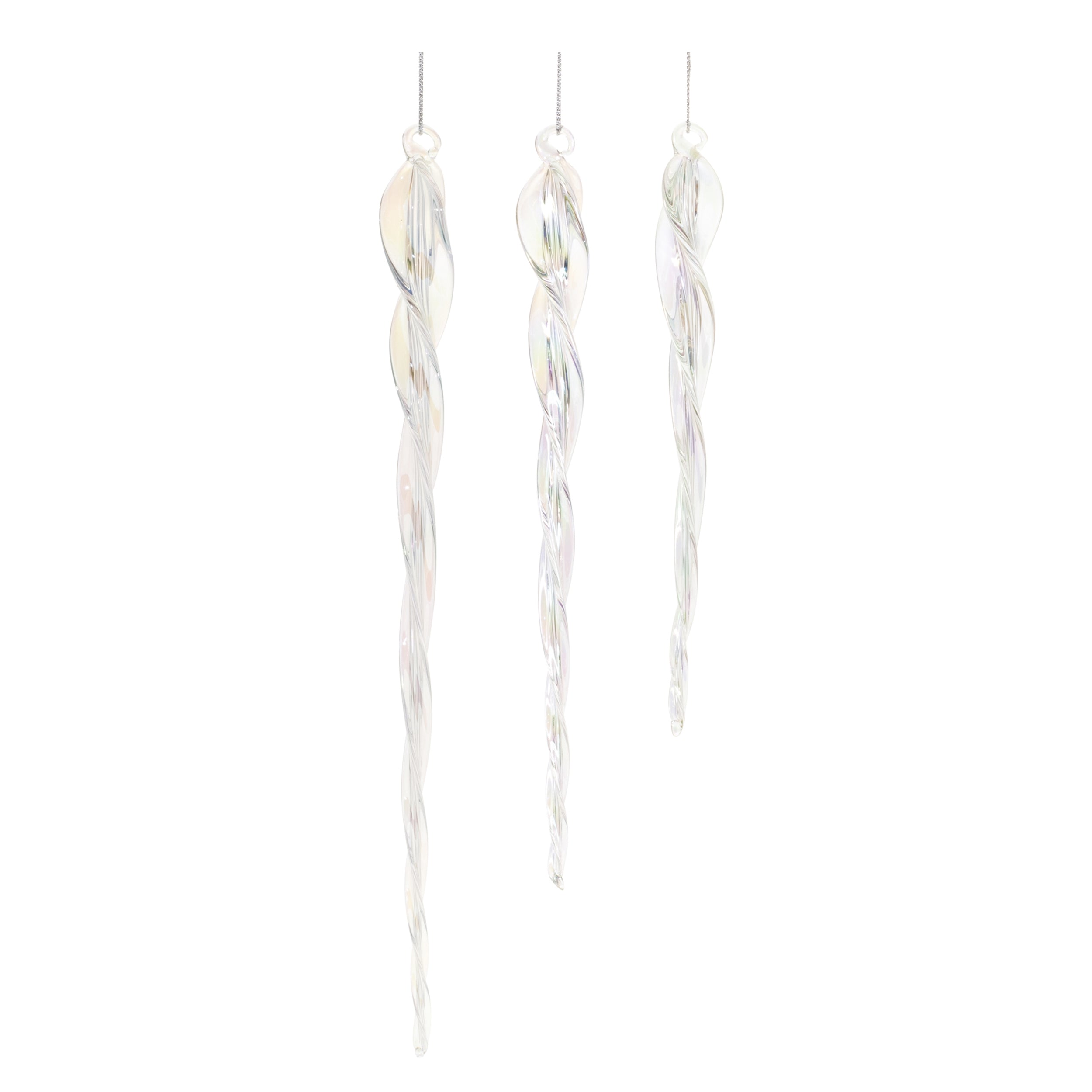 Icicle Ornament (Set of 18) 7.5"H, 9.5"H, 11.5"H Glass