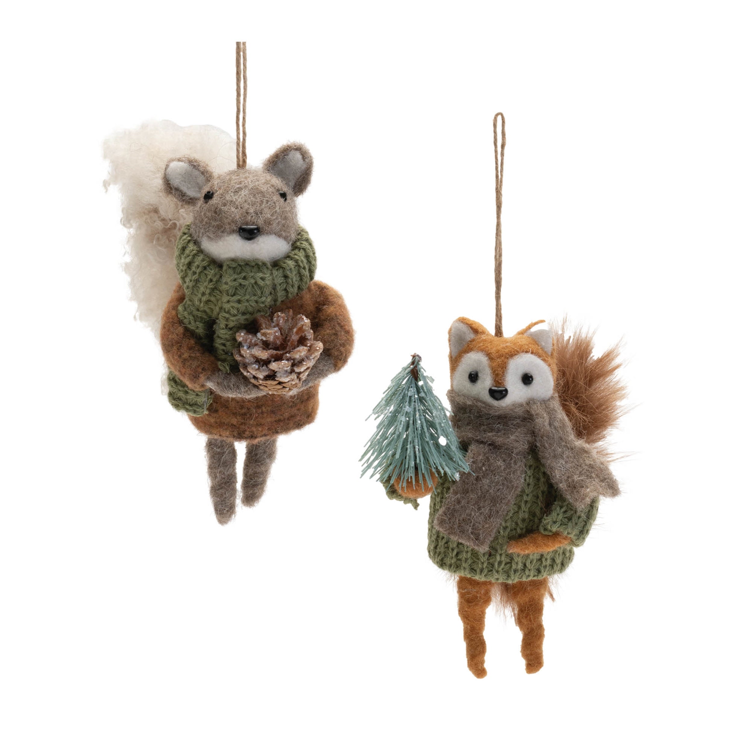 Squirrel and Fox Ornament (Set of 12) 6"H Polyester