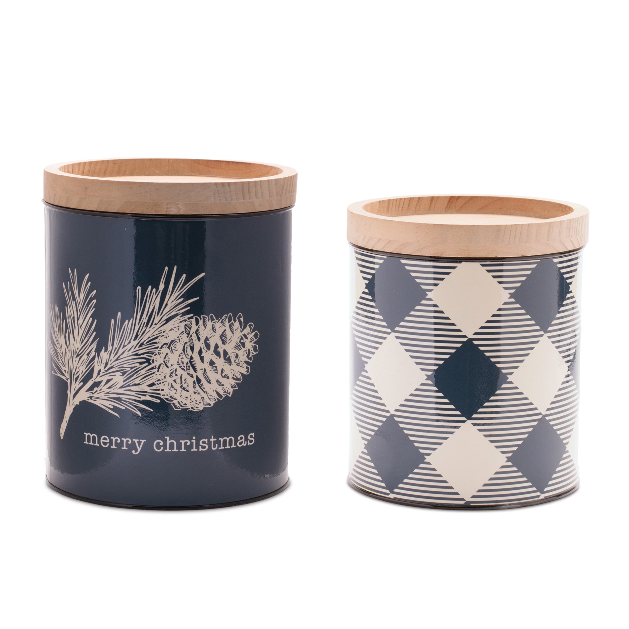 Canister (Set of 2) 7"D x 8.5"H, 7.75"D x 10"H Iron/Wood