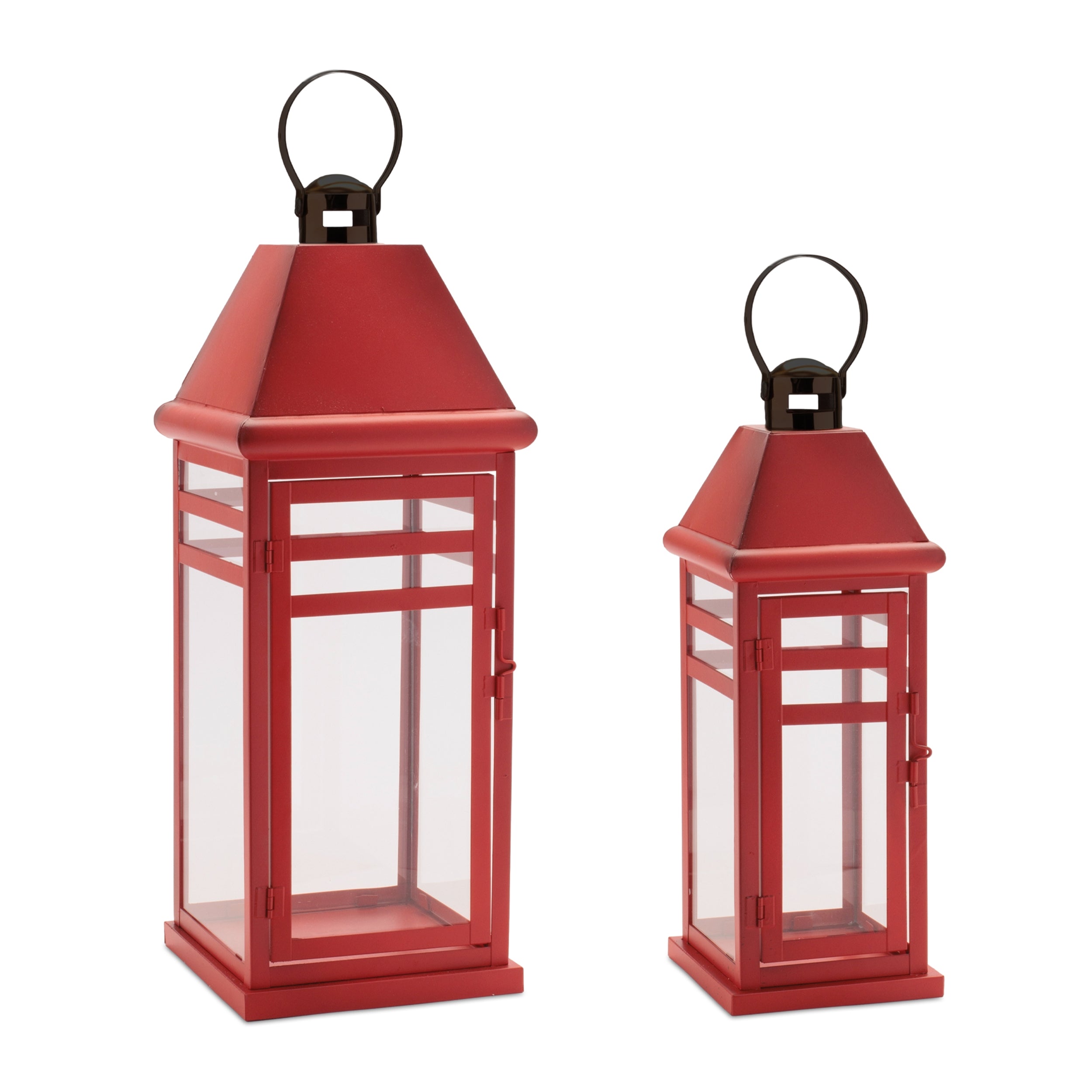 Lantern (Set of 2) 5.25"SQ x 15"H, 7.25"SQ x 19.75"H Iron/Glass