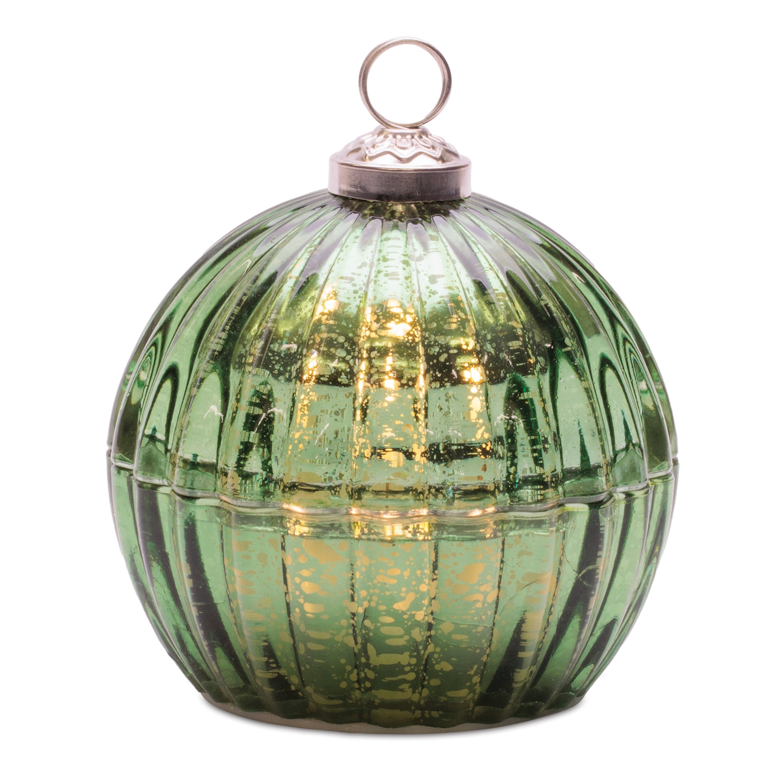 LED Ornament Candle 4"D x 4.25"H Glass 6 Hr Timer 2 AA Batteries Not Included