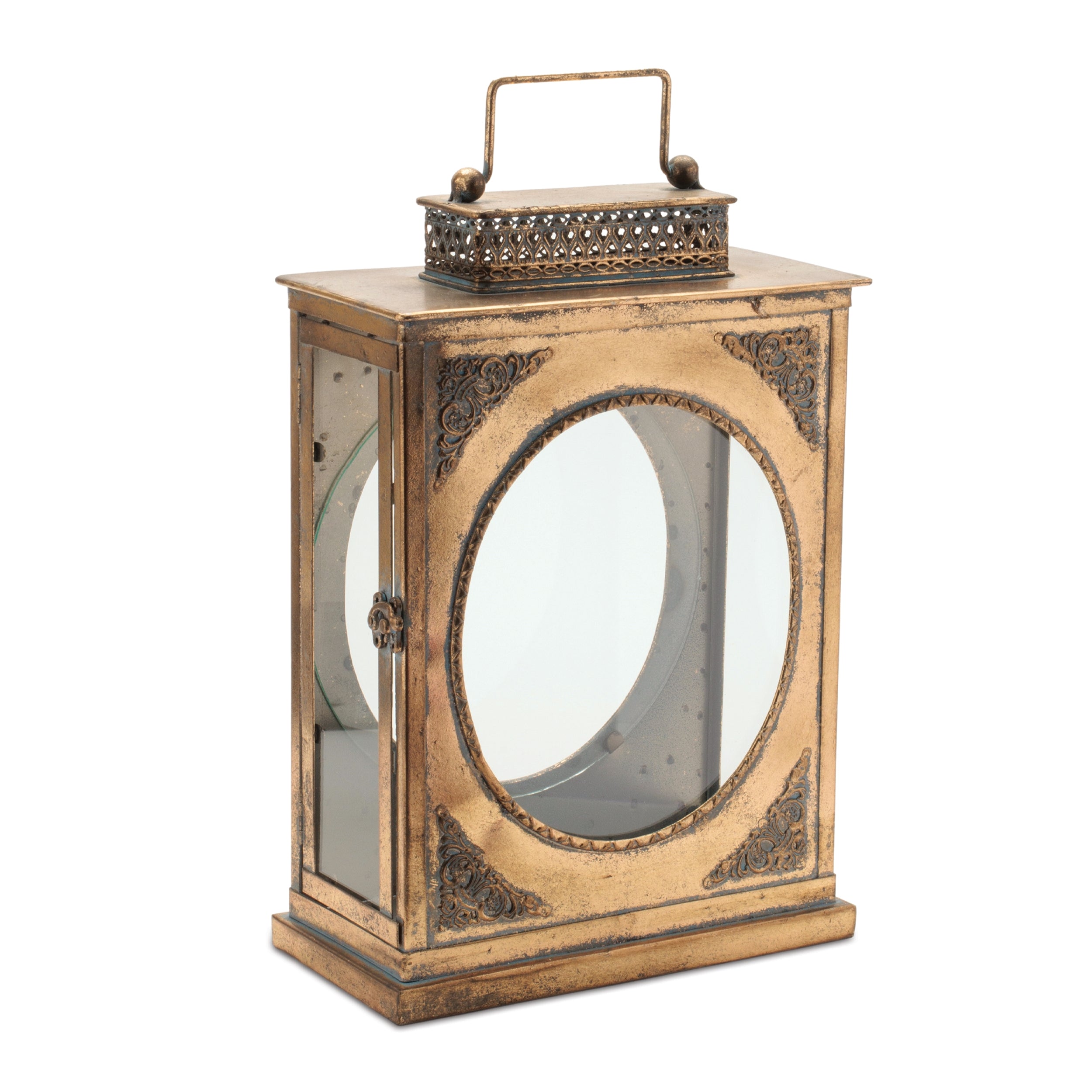 Lantern 11"L x 17.5"H Metal/Glass