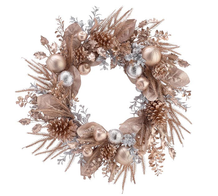 24" CHAMPAGNE GOLD AND SILVER WREATH
