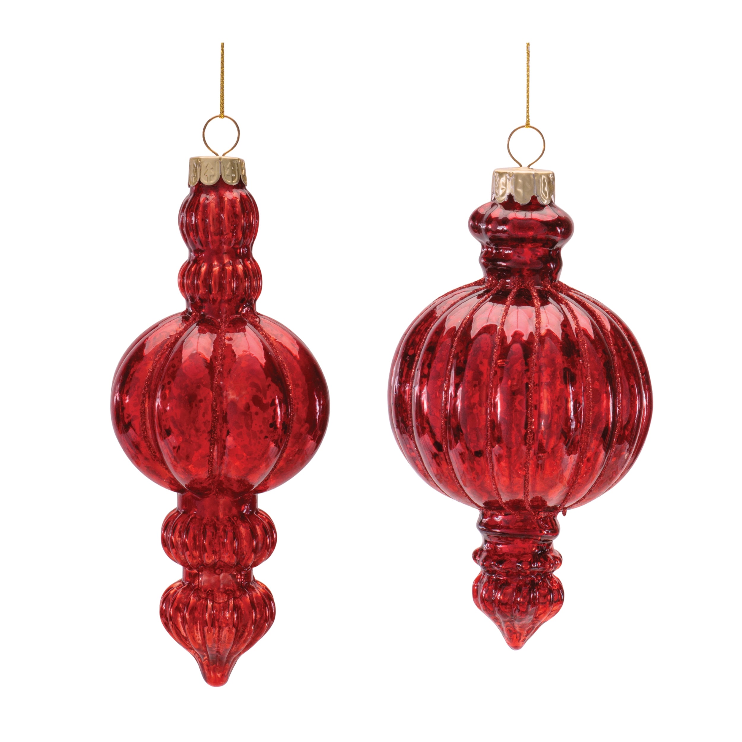 Drop Ornament (2 set of) 4"H, 6"H Glass