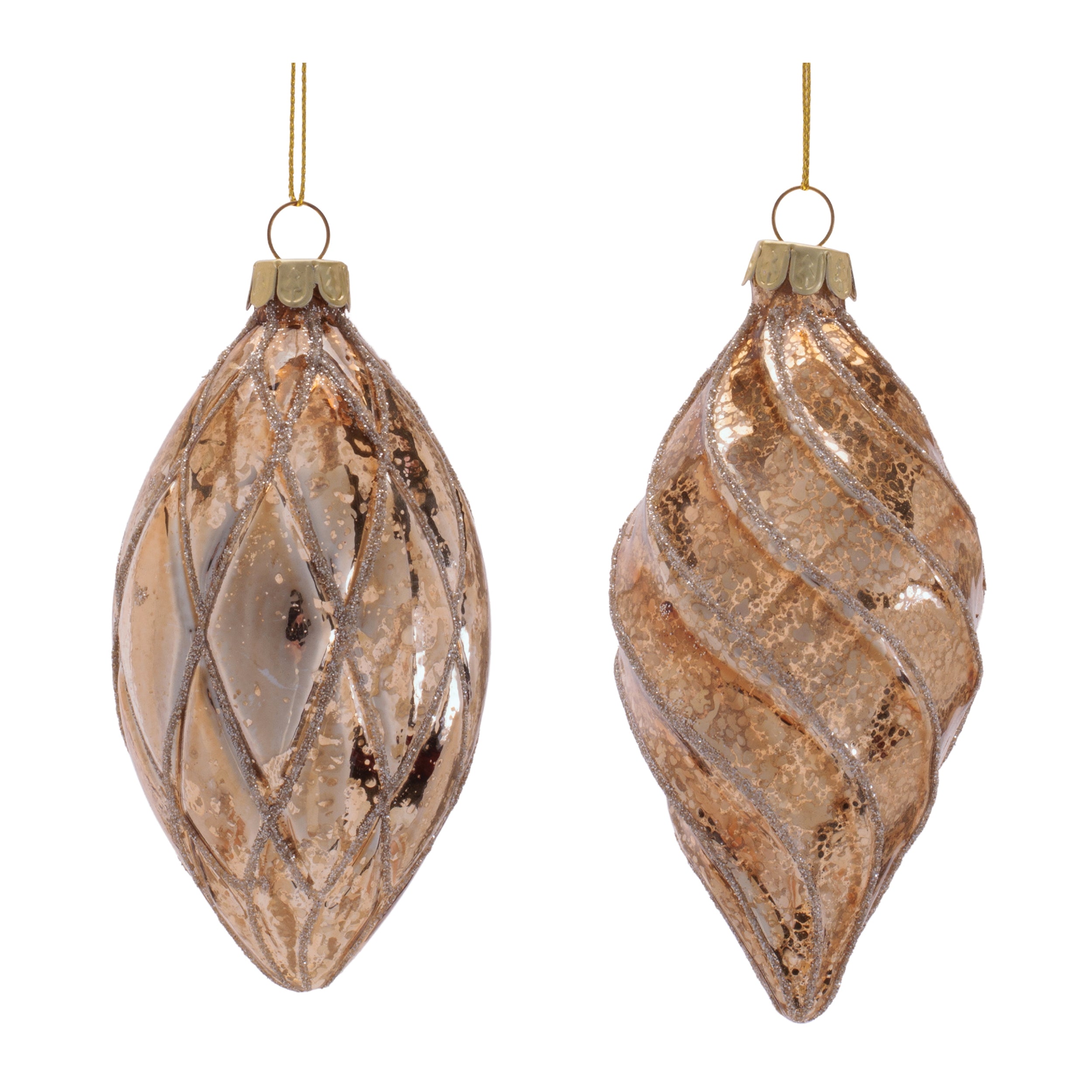 Ornament (2 set of) 4.5”H Glass