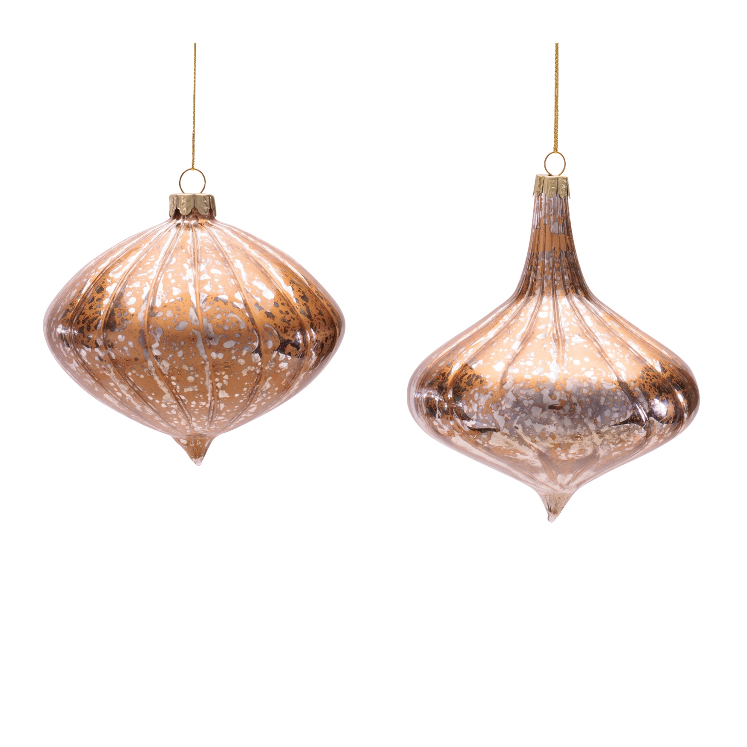 Ornament (2 set of) 4"H, 4.5"H Glass