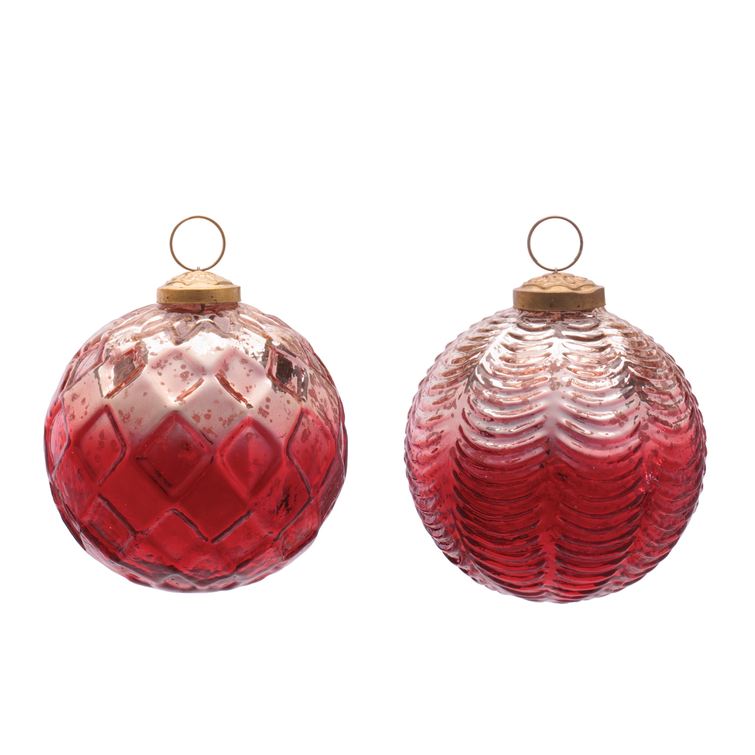 Ball Ornament (2 set of) 4”D Glass