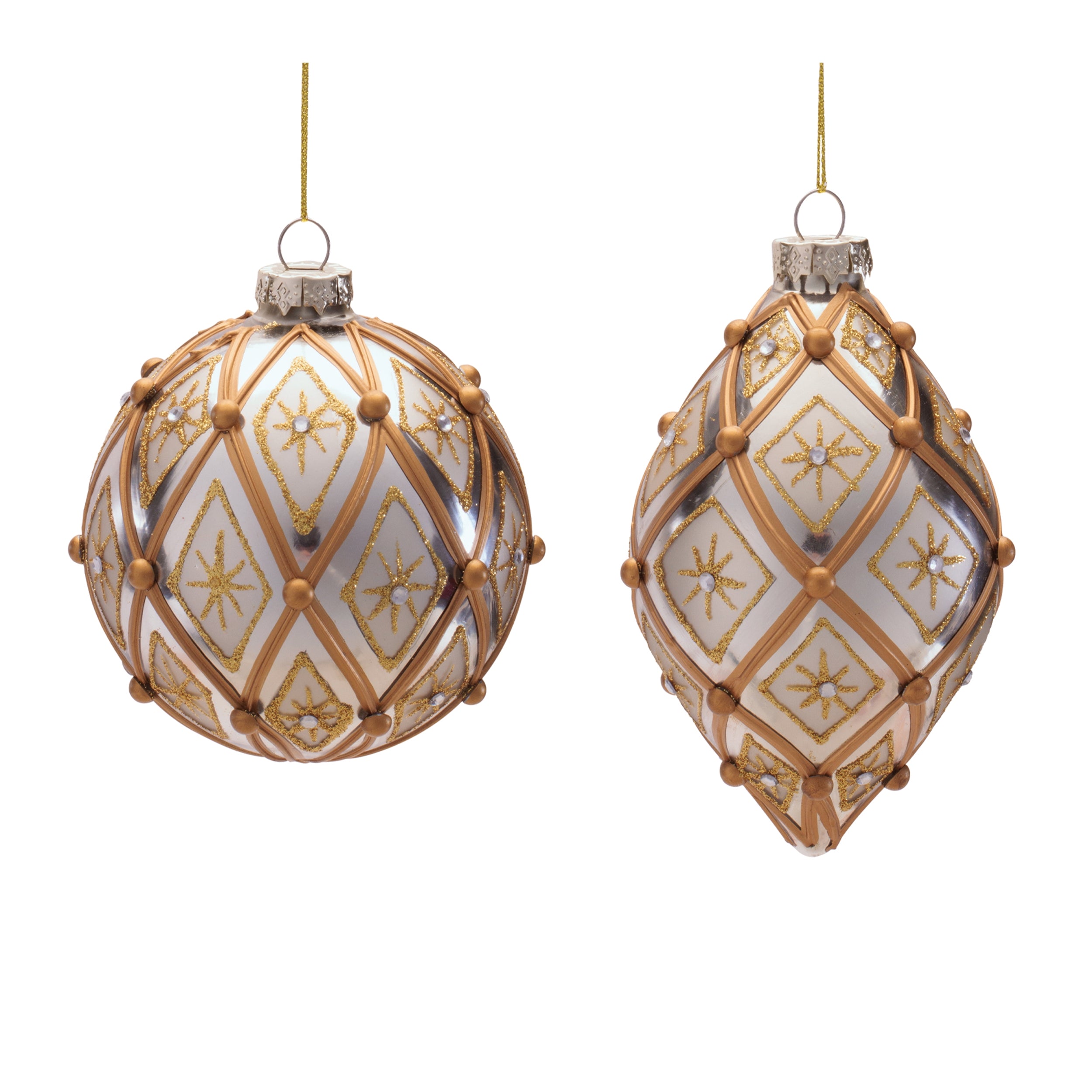 Ornament (2 set of) 4"D, 5"H Glass