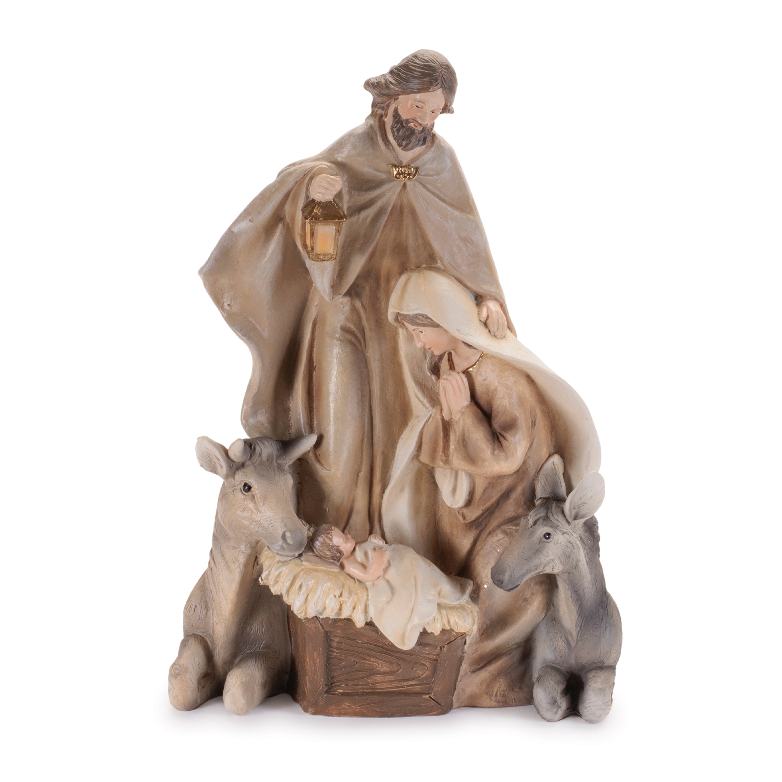 Holy Family w/Animals 11”H Resin
