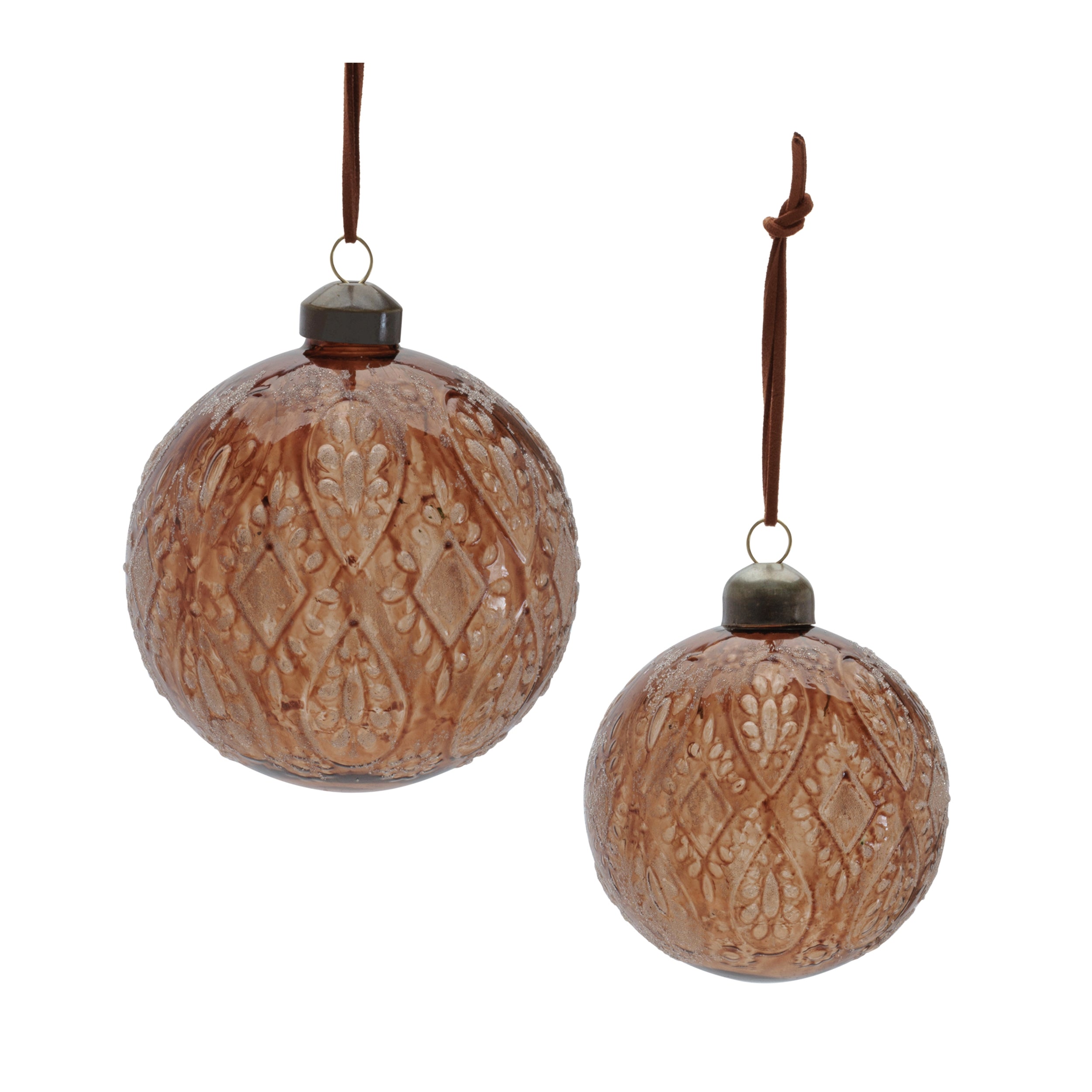 Ball Ornament (Set of 2) 3"D, 4"D Glass